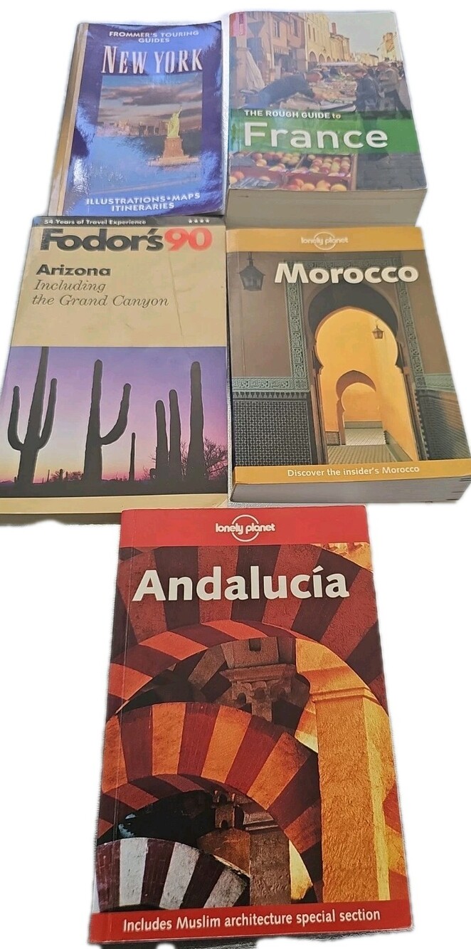 Lot of 5 Travel Guidebooks New York France Morocco Andalucia Arizona Fodor’s
